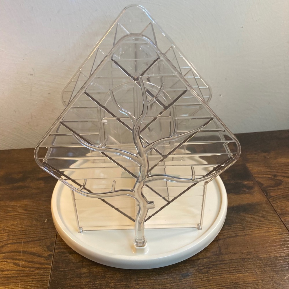 Rotatable 360 Clear Acrylic House Shaped Makeup Organizer Storage Rack 8529